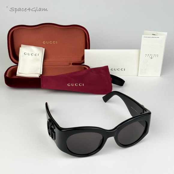 Gucci Women Sunglasses Black Grey Oval GG1544S 001 BRAND NEW main image 8